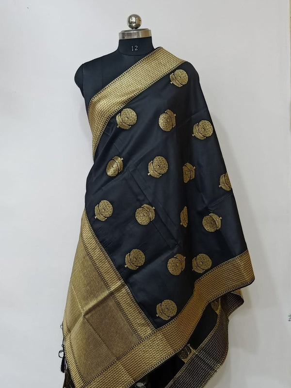 2.5 m Heavy Banarasi Brocade Silk Dupatta - Leheriya