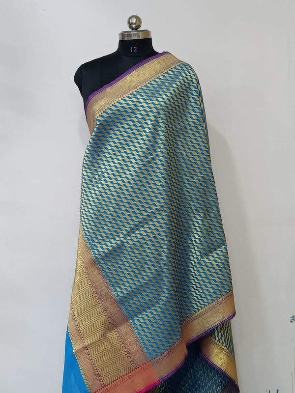 2.5 m Heavy Banarasi Brocade Silk Dupatta - Leheriya