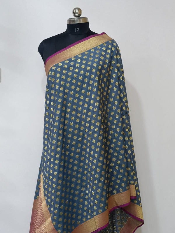 2.5 m Heavy Banarasi Brocade Silk Dupatta - Leheriya