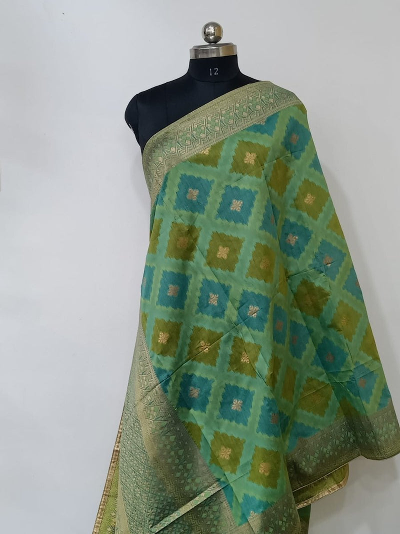 2.5 m Heavy Banarasi Brocade Silk Dupatta - Leheriya