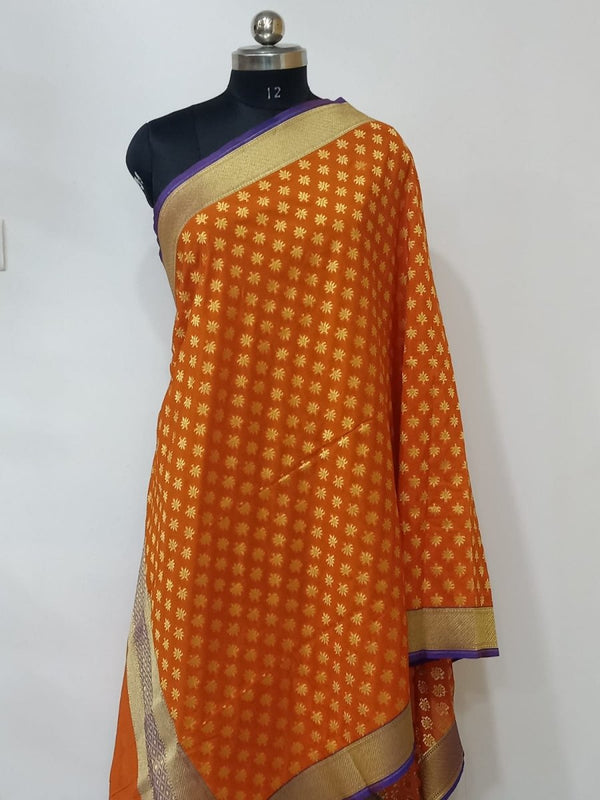 2.5 m Heavy Banarasi Brocade Silk Dupatta - Leheriya