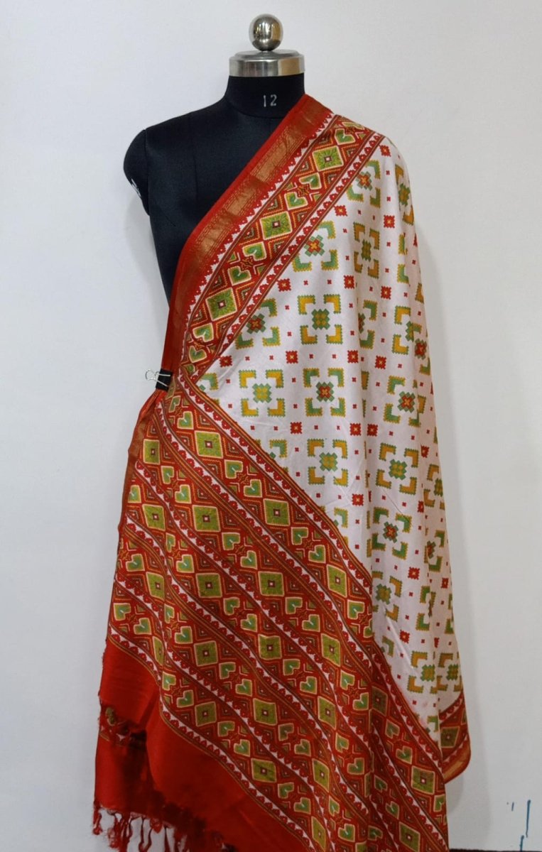 2.5 m Printed Patola Silk Dupatta - Leheriya