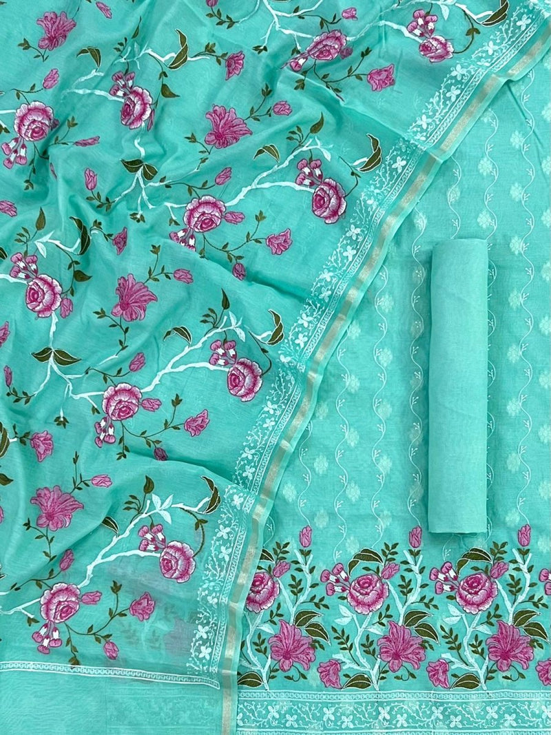 3 pc Banarasi Unstitched Salwar Suit - Leheriya