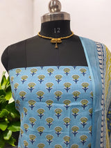 Bagru Hand Block Print Pure Cotton Suit With Cotton Mulmul Dupatta - Leheriya