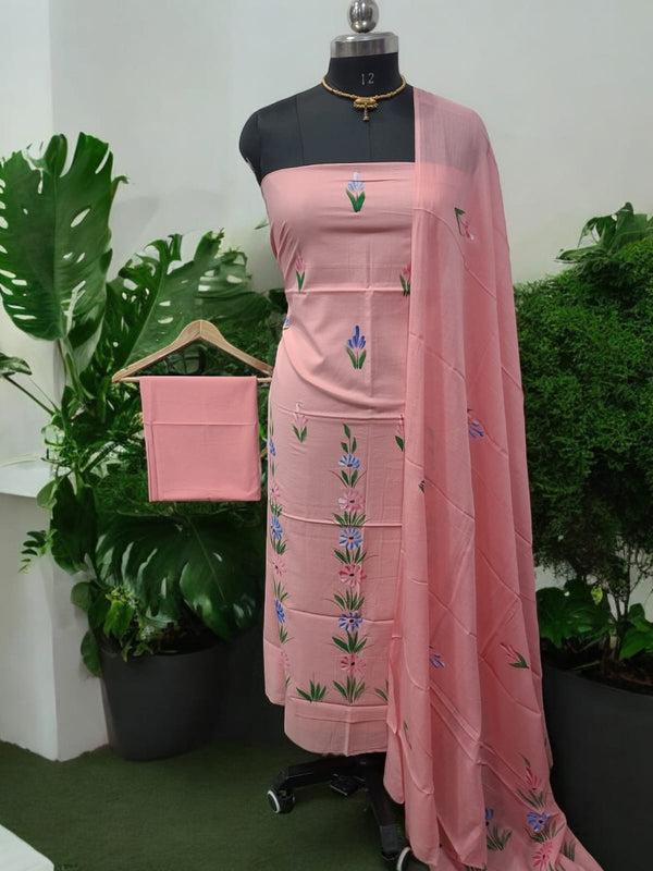 Bagru Hand Painted Pure Cotton Suit With Cotton Dupatta - Leheriya