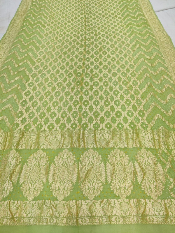 Banarasi Bandhani Pure Georgette Neemzari Gharchola Dupatta - Leheriya