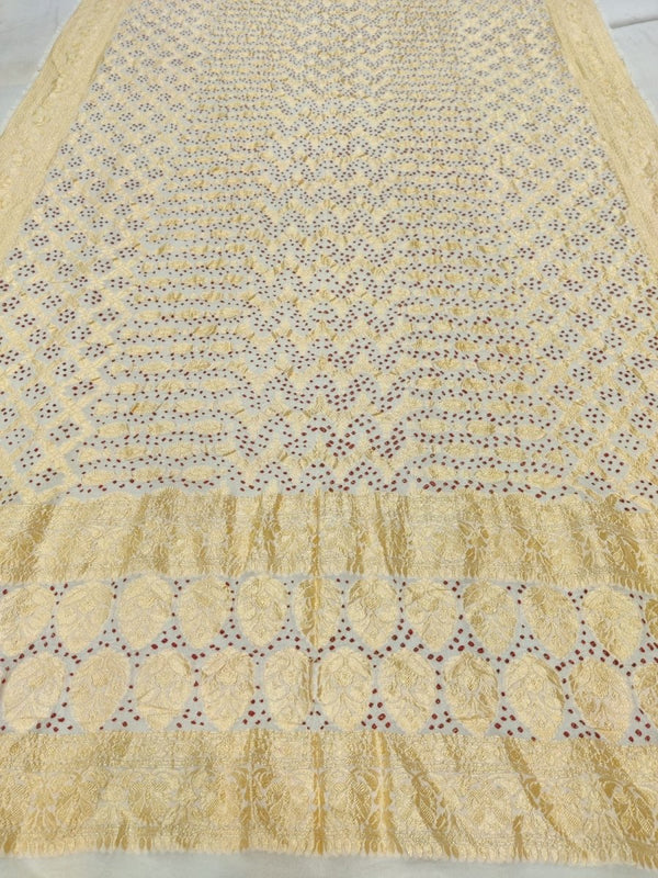 Banarasi Bandhani Pure Georgette Neemzari Gharchola Dupatta - Leheriya