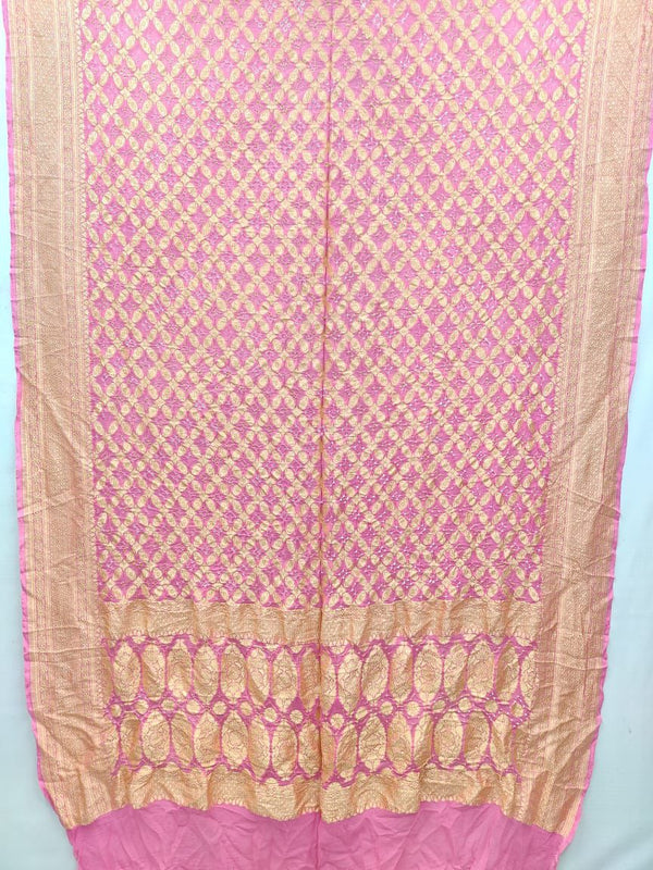 Banarasi Bandhani Pure Georgette Neemzari Gharchola Dupatta - Leheriya