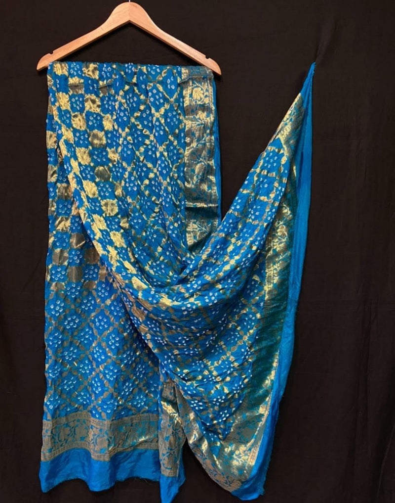 Banarasi Bandhej Gharchola Jangla Dupatta - Leheriya