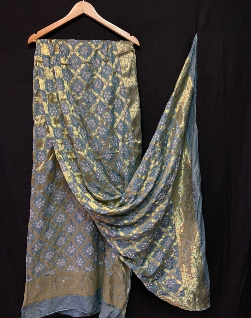 Banarasi Bandhej Gharchola Jangla Dupatta - Leheriya