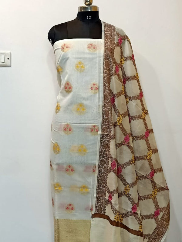 Banarasi Chanderi 3pc Salwar Suit - Leheriya