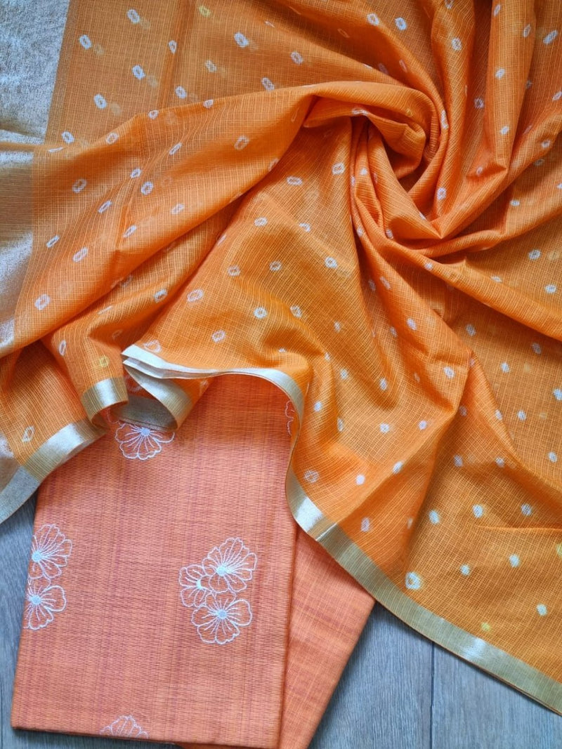 Banarasi Chanderi Cotton Salwar Suit - Leheriya