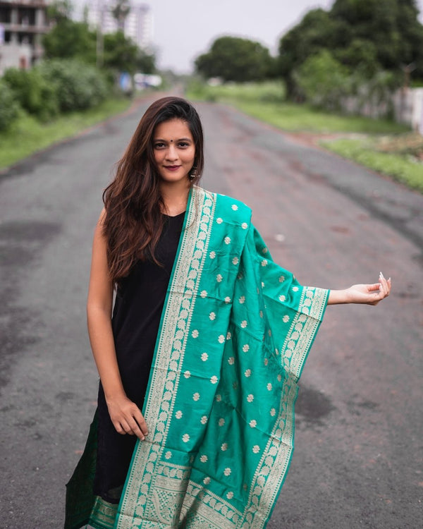 Banarasi Jacquard Weaving Patola Silk Dupatta - Leheriya