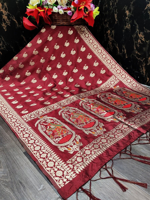 Banarasi Jacquard Weaving Patola Silk Dupatta - Leheriya