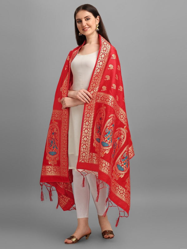 Banarasi Jacquard Weaving Patola Silk Dupatta - Leheriya