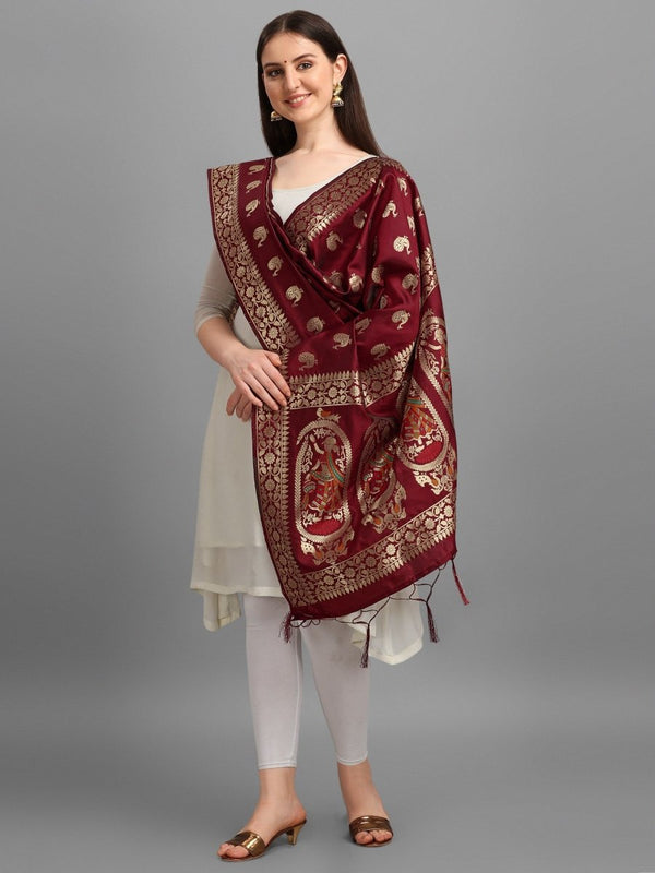 Banarasi Jacquard Weaving Patola Silk Dupatta - Leheriya