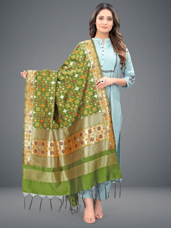 Banarasi Jacquard Weaving Patola Silk Dupatta - Leheriya