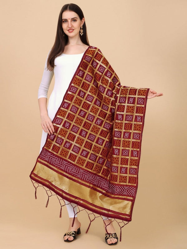 Banarasi Jacquard Weaving Patola Silk Dupatta - Leheriya