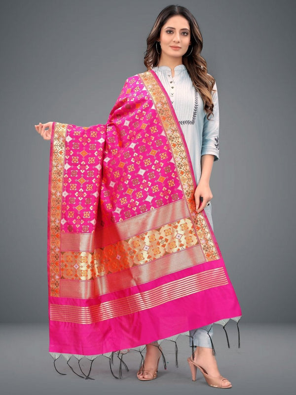 Banarasi Jacquard Weaving Patola Silk Dupatta - Leheriya