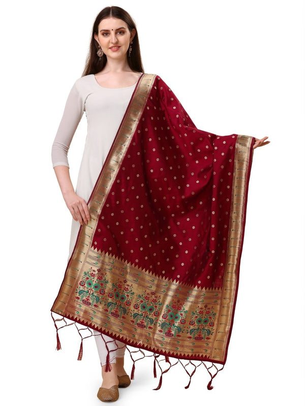 Banarasi Jacquard Weaving Patola Silk Dupatta - Leheriya