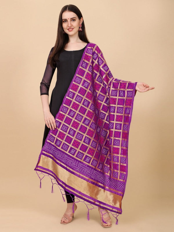 Banarasi Jacquard Weaving Patola Silk Dupatta - Leheriya