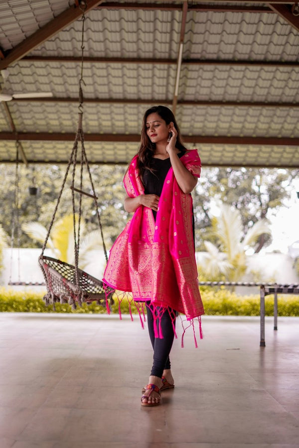 Banarasi Jacquard Weaving Patola Silk Dupatta - Leheriya