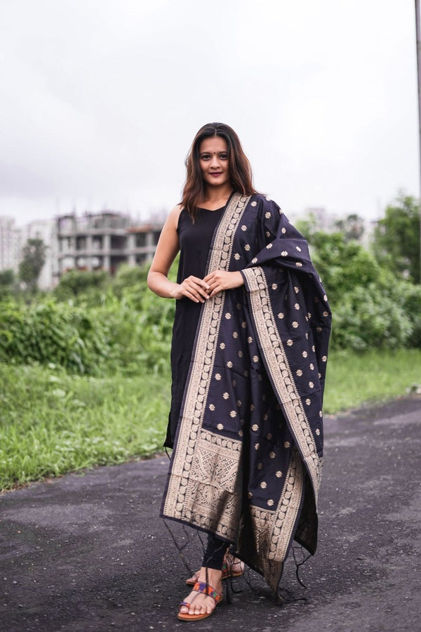 Banarasi Jacquard Weaving Patola Silk Dupatta - Leheriya