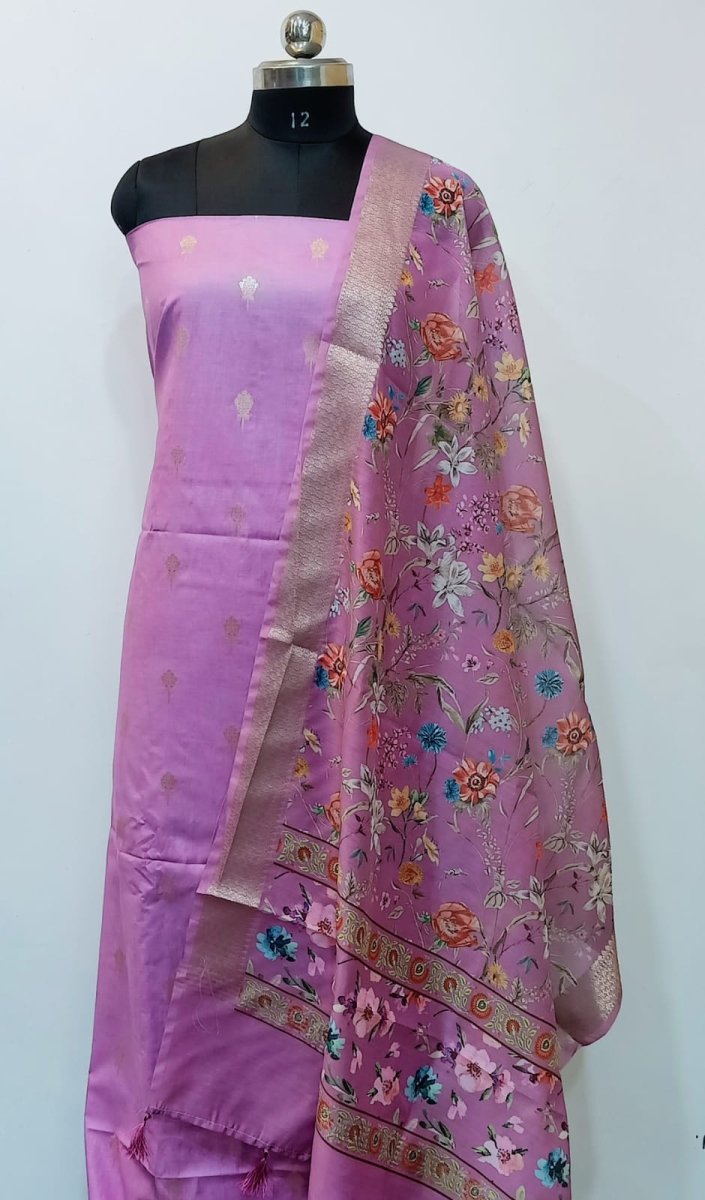 Banarasi Salwar Suit with Digital Print Dupatta - Leheriya