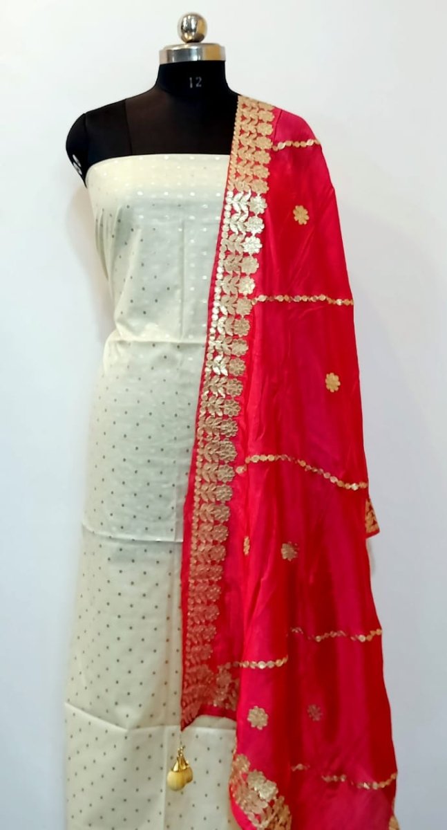 Banarasi Silk 3 pc Salwar Suit - Leheriya