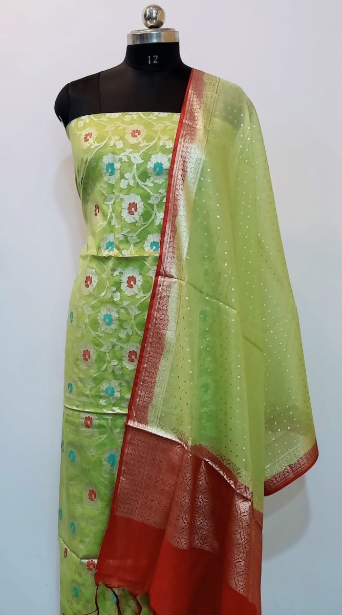 Banarasi Silk 3 pc Salwar Suit - Leheriya