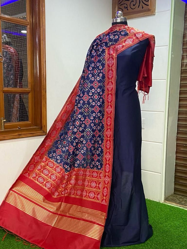 Banarasi Silk Premium Quality Plain Salwar Suit with Patola Woven Dupatta - Leheriya