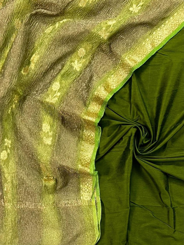 Banarasi Silk Salwar Suit with Tissue Crush Multi Dye Dupatta - Leheriya