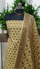 Banarasi Silk Unstitched Suit With Banarasi Dupatta - Leheriya