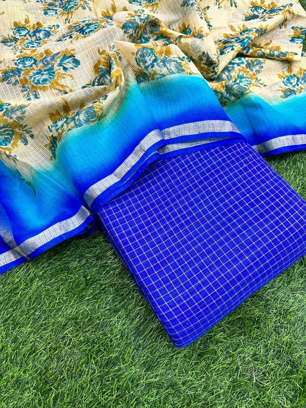 Banarasi Silk Unstitched Suit With Banarasi Dupatta - Leheriya