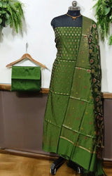 Banarasi Silk Unstitched Suit With Banarasi Dupatta - Leheriya