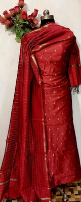 Banarasi Silk Zari Weaved Unstitched Salwar Suit - Leheriya