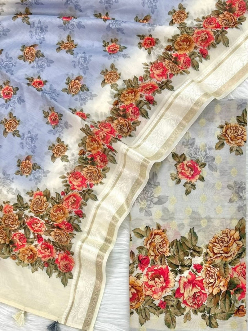 Banarasi Unstitched Salwar Suit with Dupatta - Leheriya