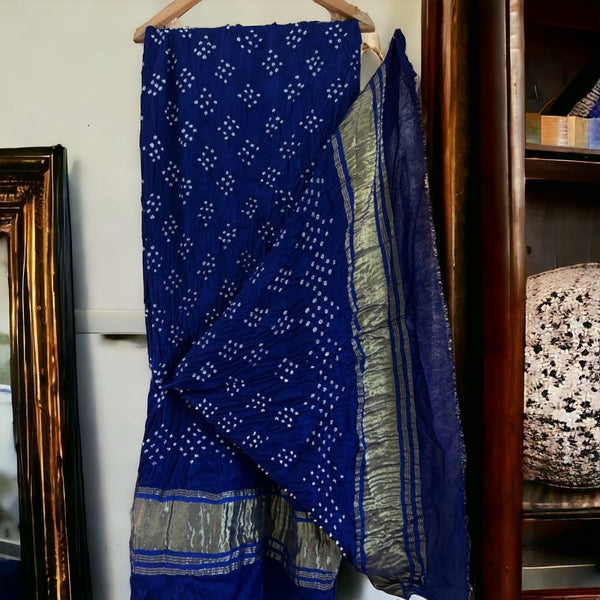 Bandhani Dupatta with Gold Lagdi Palav - Leheriya