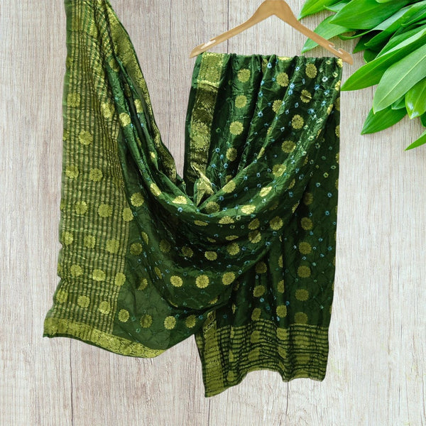 Bandhani Silk Dollar Buti Banarasi Bandhej Dupattas - Leheriya