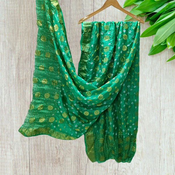 Bandhani Silk Dollar Buti Banarasi Bandhej Dupattas - Leheriya