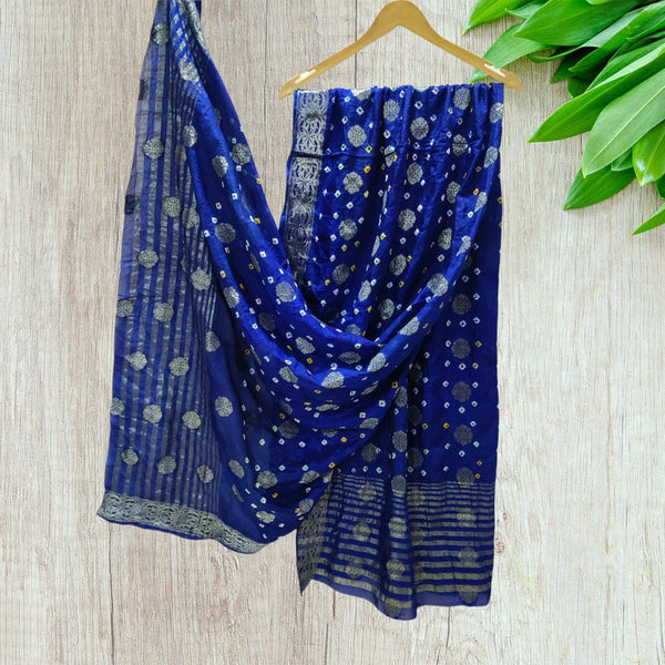 Bandhani Silk Dollar Buti Banarasi Bandhej Dupattas - Leheriya