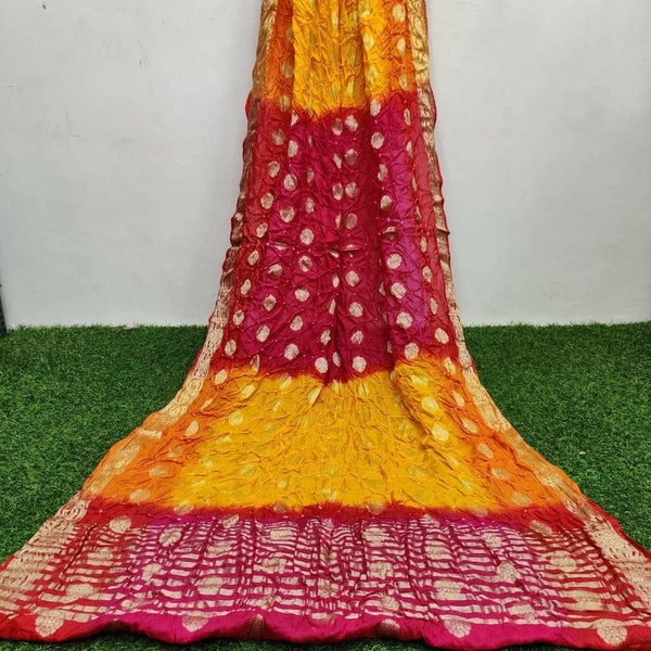 Bandhani Silk Dollar Buti Banarasi Bandhej Dupattas - Leheriya