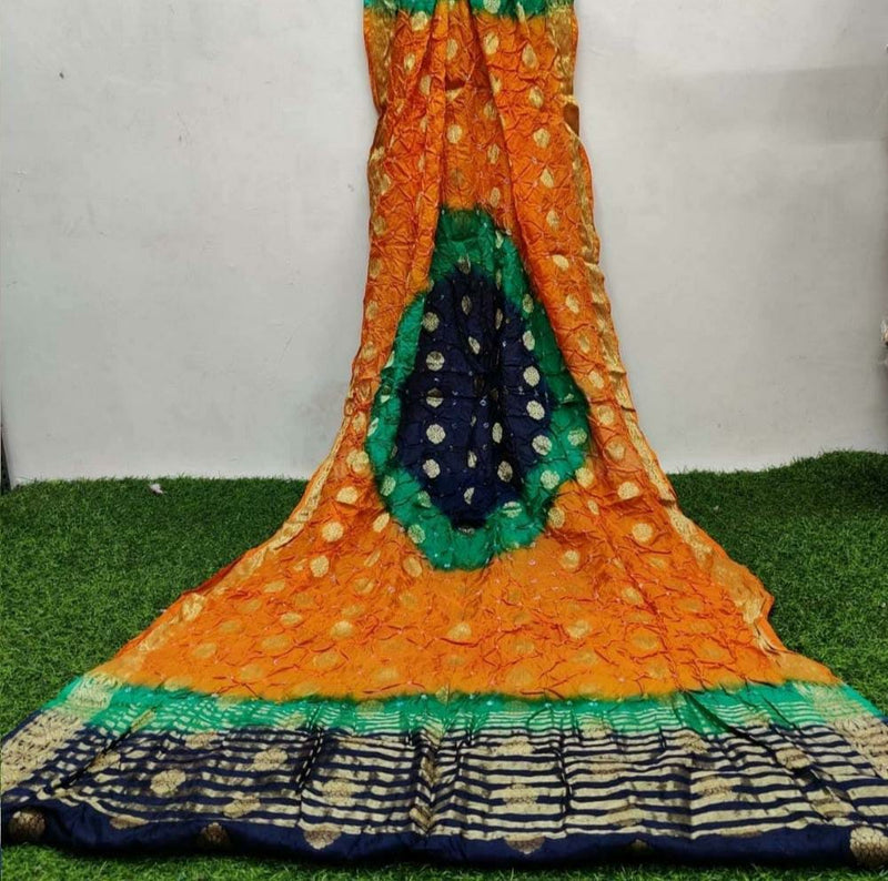 Bandhani Silk Dollar Buti Banarasi Bandhej Dupattas - Leheriya