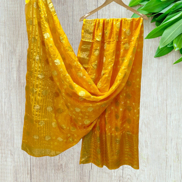 Bandhani Silk Dollar Buti Banarasi Bandhej Dupattas - Leheriya