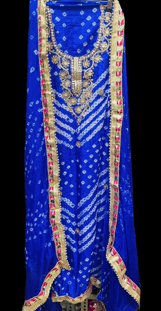 Bandhej Gharchola Silk Fabric Bandhej Salwar Suit - Leheriya