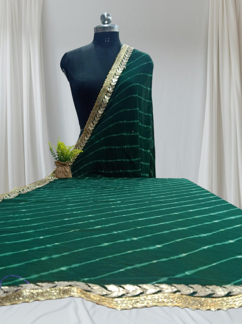 Beautiful Lacework Chiffon Leheriya Dupatta - Leheriya