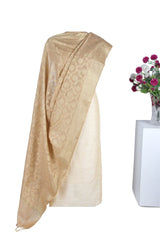 Beige Color Banarasi Dupatta with woven floral jaal pattern - Leheriya