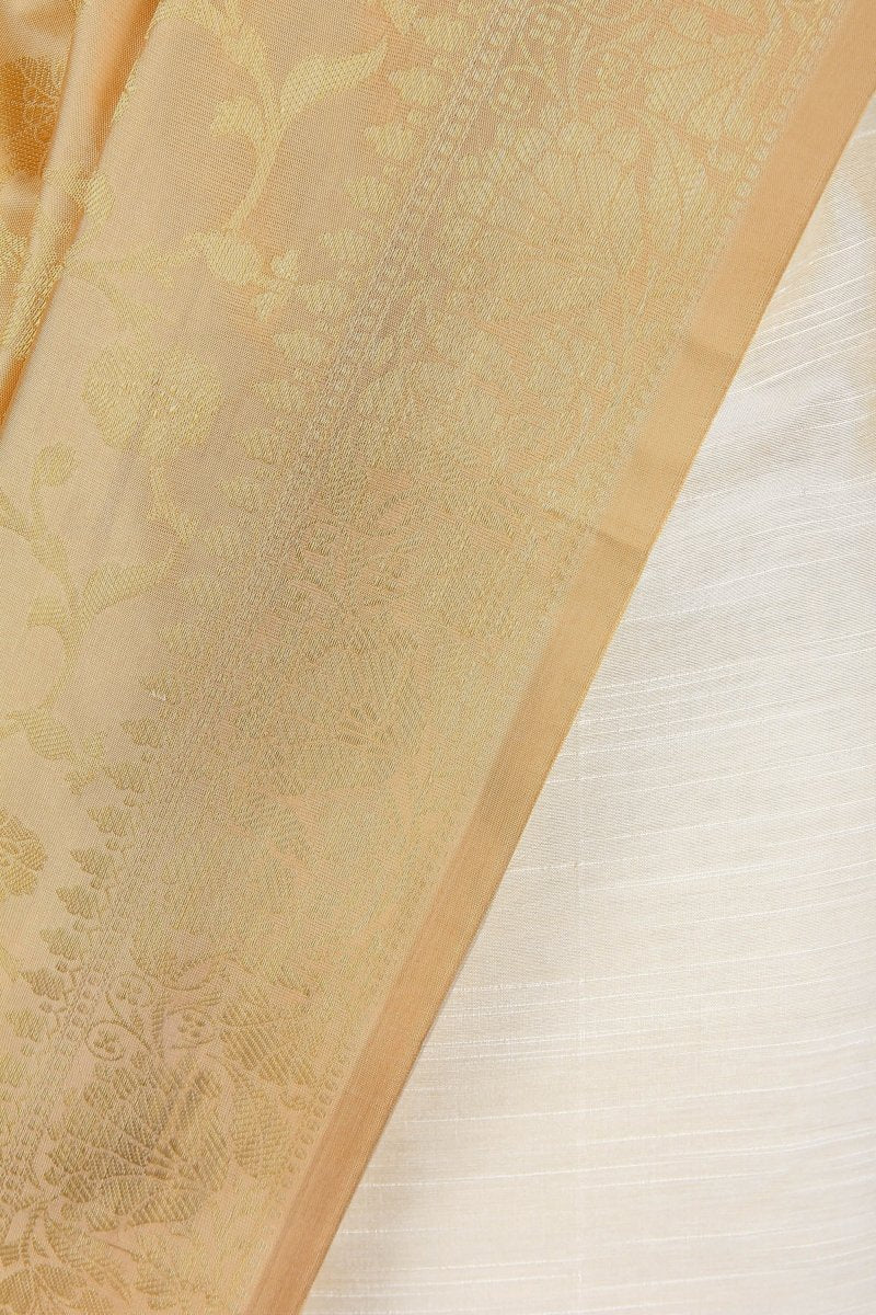 Beige Handwoven Banarasi Silk Dupatta with Woven Jaal Pattern - Leheriya