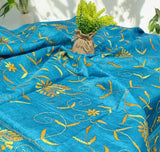 Bengal Kantha Hand Embroidery Tussar Silk Handloom Dupatta - Leheriya