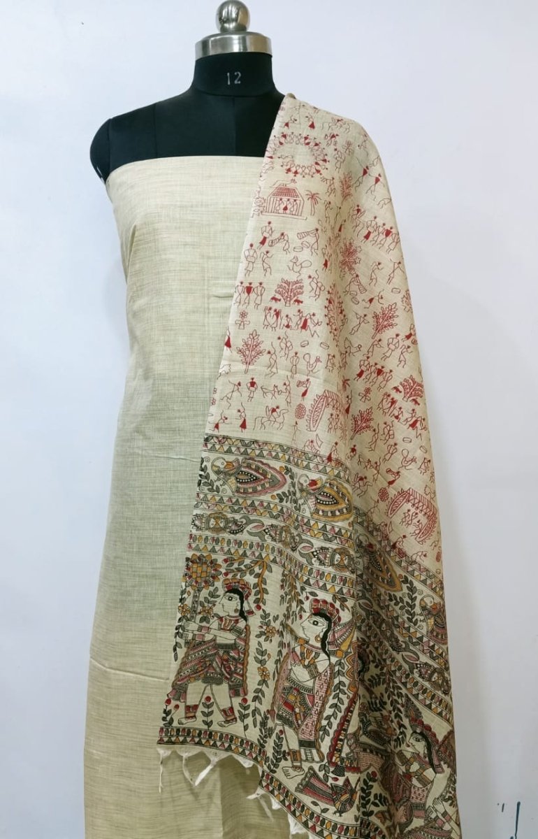 Bhagalpur Cotton Kalamkari Salwar Suit - Leheriya